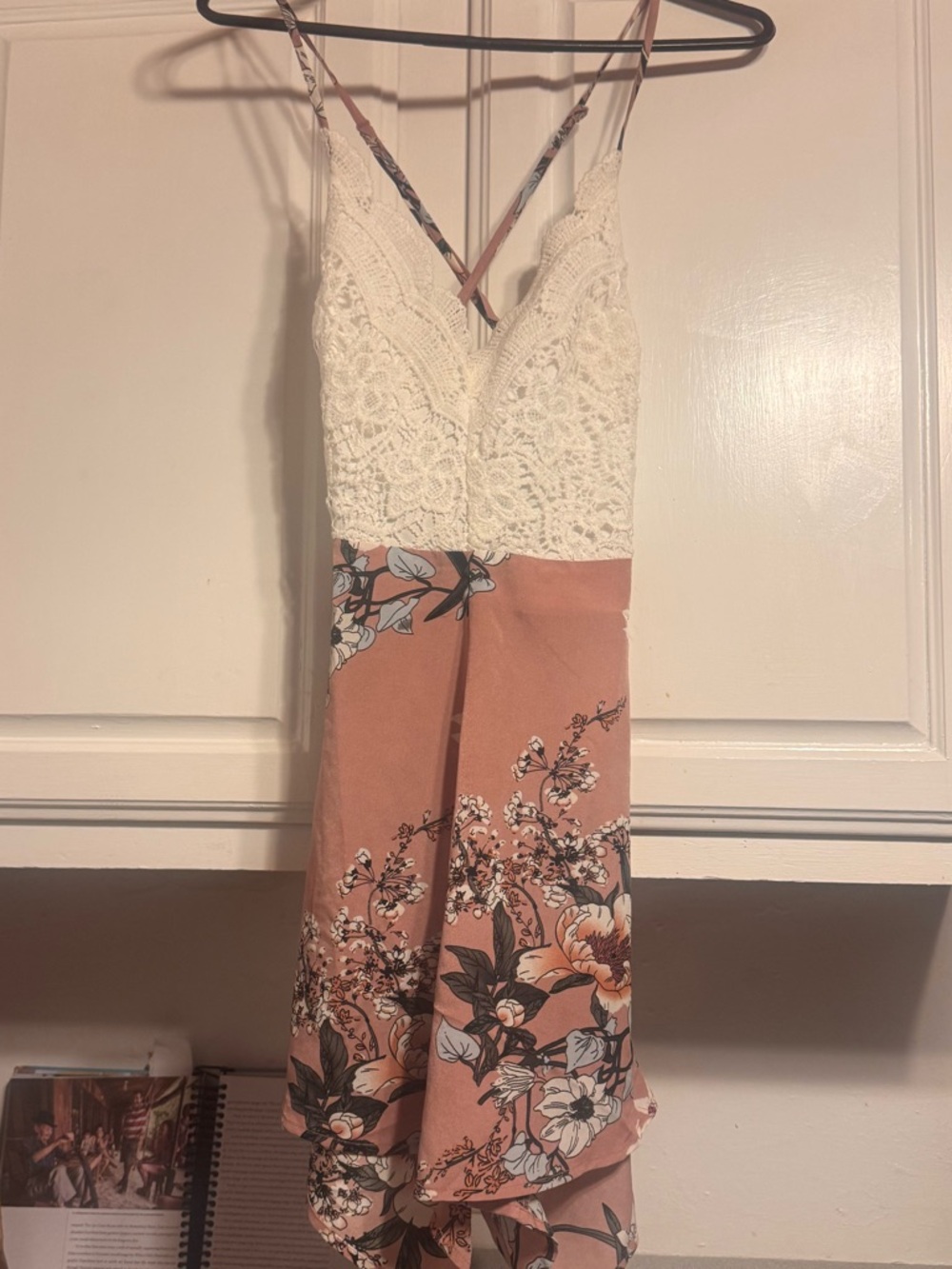 Chic Nation Cream Lace & Blush Floral Romper